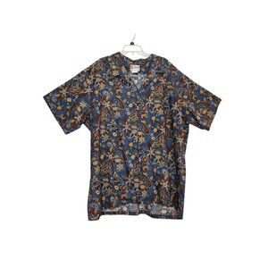 Vintage Hilo Hattie Paisley Floral Hawaiian Shirt Men's 5XL Big & Tall Blue